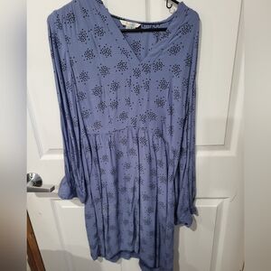 Boden V-Neck Carla Dress Long Sleeve Blue Confetti Dots Womens Size 8R